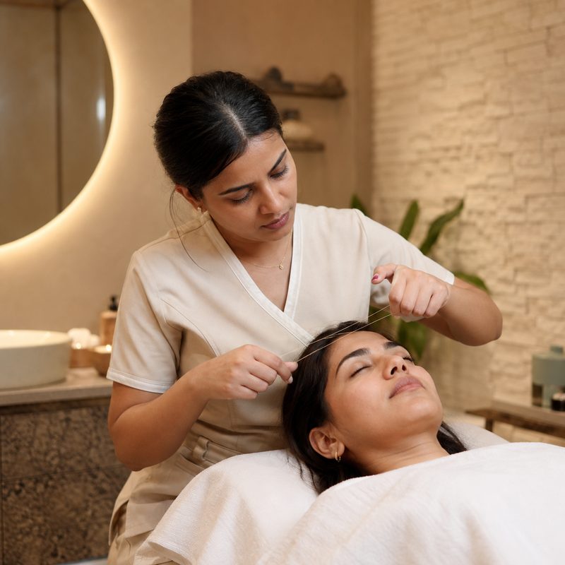 Esthetician at work